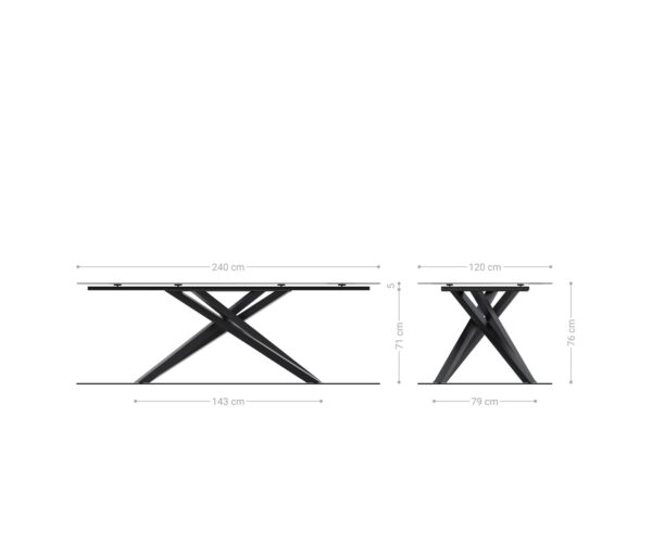 Jídelní stůl Edge oválný 240x120 keramika Calacatta Luxe bílo-zlato-šedá křížová podnož hranatá černá - Image 8