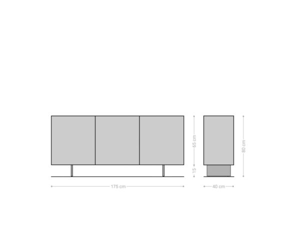 Příborník Puzzle 175 cm přírodní dub 3 dvířka podnož kov černá - Image 7