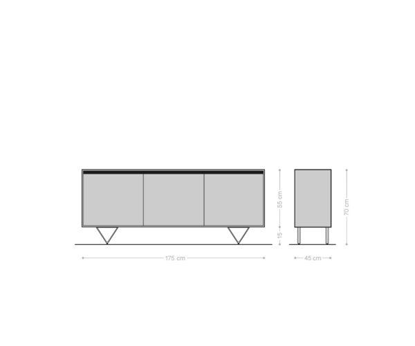 Designový příborník Stonegrace 175 cm přírodní akácie břidlice 3 dvířka - Image 9