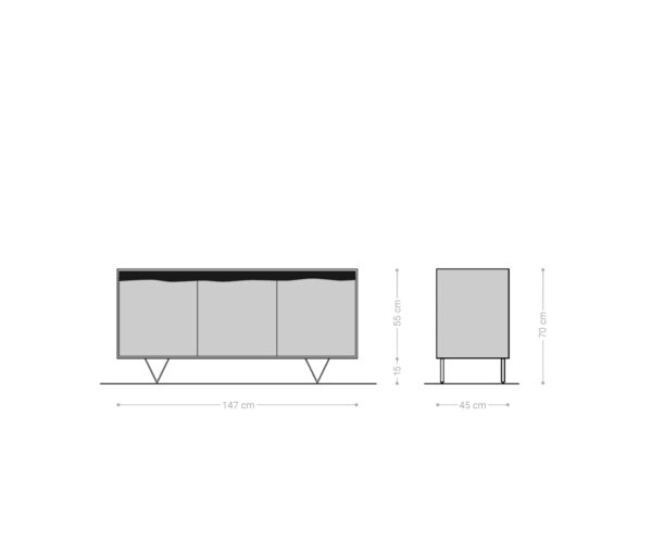 Komoda Stonegrace 147x45 cm přírodní akácie 3 dvířka - Image 7