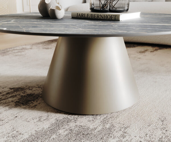 Konferenční stolek Borna 100x100 cm keramika Laminam®Noir Desir hnědá kov podnož titanová úprava - Image 5