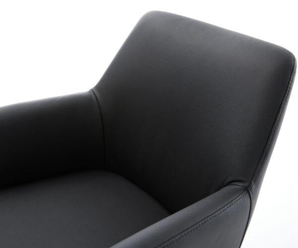 Jídelní židle Xana-Flex s područkami křížová podnož široká kov pravá kůže černá 360° - Image 4
