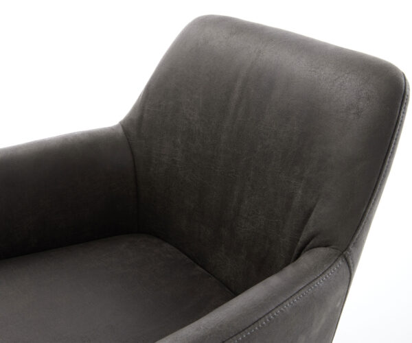 Otočná židle Xana-Flex s područkami křížová podnož zúžená kov černá mikrovlákno antracit vintage 180° otočná taštičkové pružiny - Image 4