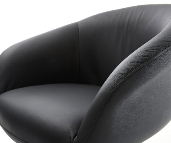 Otočná židle Vinka-Flex s područkami křížová podnož zúžená kovová černá pravá kůže černá 180° otočná taštičkové pružiny - Image 4