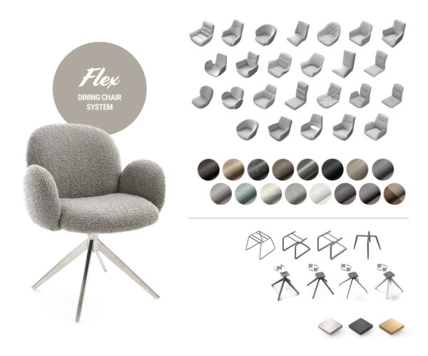 Jídelní židle Vinka-Flex s područkami křížová podnož široká kov smíšené materiály taupe - Image 7