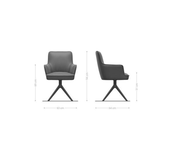 Jídelní židle Heira-Flex s područkami křížová podnož široká kov smíšené materiály taupe 360° - Image 6
