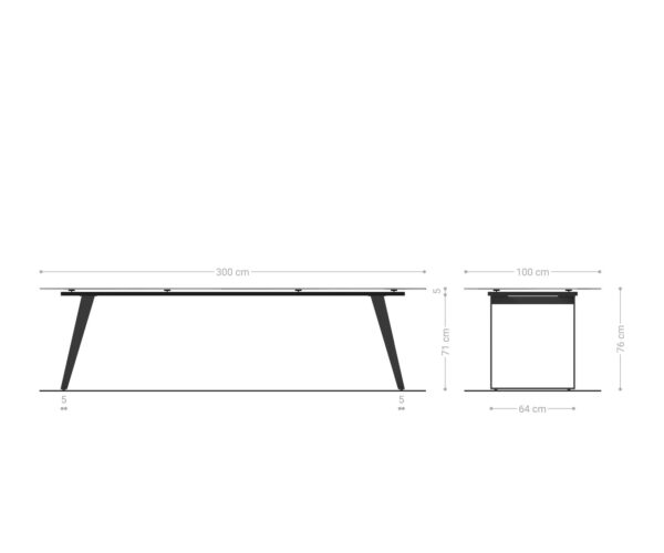 Jídelní stůl Edge 300x100 Reliéfní sklo kouřově černá 3D design nerezová ocel hranatá - Image 10