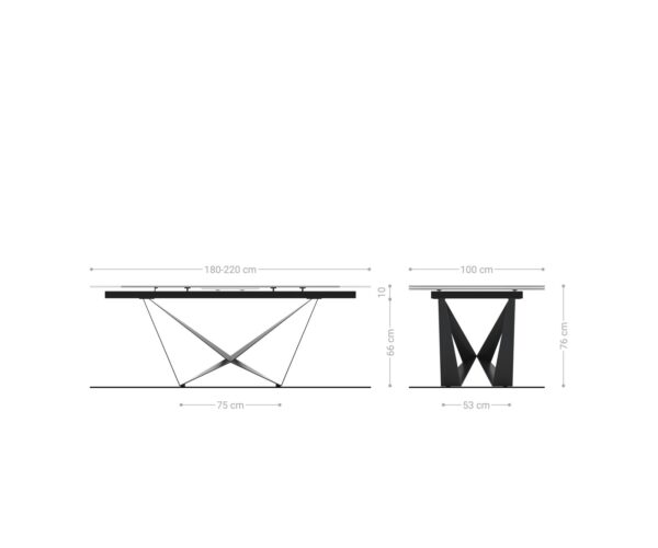 Jídelní stůl Edge 180-220x100 keramika travertin přírodní podnož plochá ocel černá rozkládací - Image 8