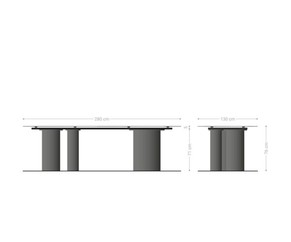 Jídelní stůl 280x130 keramika Minas Melange bílo-béžová kov efekt povrchová úprava titan - Image 8