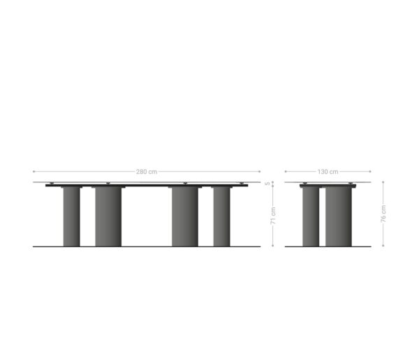 Jídelní stůl 280x130 keramika Minas Melange bílo-béžová podnož kov efekt povrchová úprava titanová - Image 8