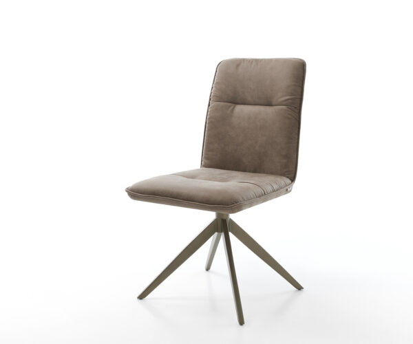 Jídelní židle Vinjo-Flex taupe vintage křížová podnož s širokám efektem titanová povrch 360° otočná - Image 6