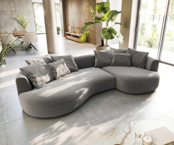 Pohovka Edina 330x170 cm bouclé stříbrná šedá - Image 3