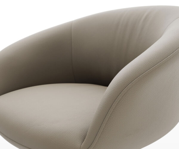 Otočná židle Vinka-Flex s područkami křížová podnož zúžená kov černá pravá kůže taupe 180° otočná taštičkové pružiny - Image 4