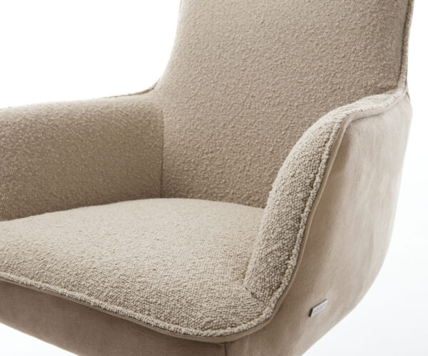 Otočná židle Heira-Flex s područkami křížová podnož široká kov černá smíšené materiály taupe 180° otočná taštičkové pružiny - Image 4