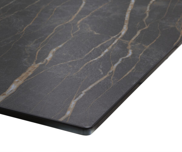 Jídelní stůl Edge 200-300x100 keramika Laminam®Noir Desir hnědá podnož ve tvaru "W" titanová rozkládací - Image 4