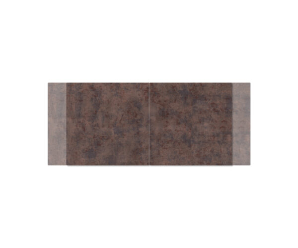 Jídelní stůl Edge 180/220x90 cm sklo vintage hnědá křížová podnož hranatá nerezová ocel rozkládací - Image 4