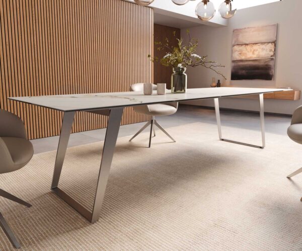 Jídelní stůl Edge 300x100 keramika Calacatta Luxe bílo-zlato-šedá nerezová ocel hranatá - Image 7