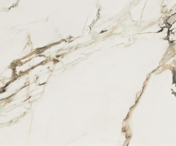 Jídelní stůl Edge 180-220x100 keramika Calacatta Luxe bílo-zlatošedá křížová podnož plochá ocelová černá rozkládací - Image 3