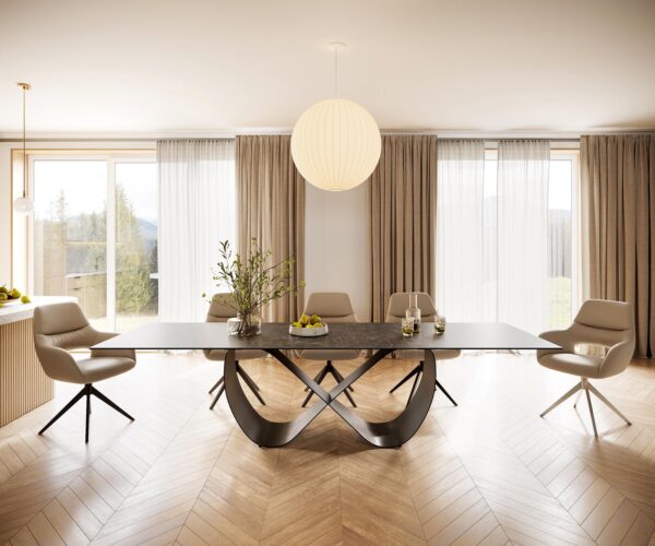 Jídelní stůl Edge 300x100 keramika Laminam® Nero Greco antracitová podnož Infinity kovová černá - Image 2