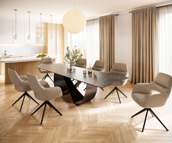 Jídelní stůl Edge 300x100 keramika Laminam® Nero Greco antracitová podnož Infinity kovová černá - Image 7
