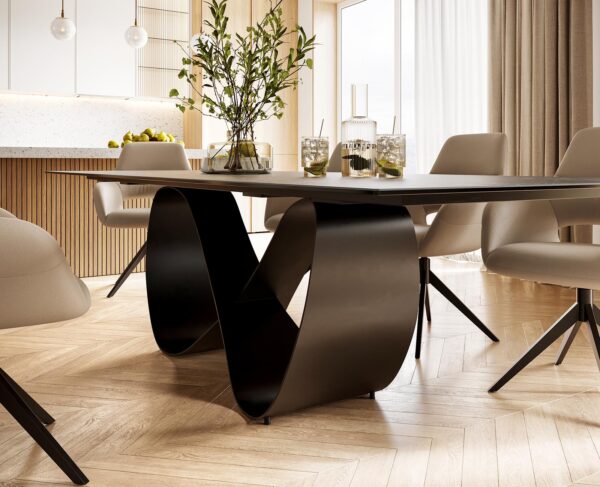 Jídelní stůl Edge 300x100 keramika Laminam® Nero Greco antracitová podnož Infinity kovová černá - Image 6