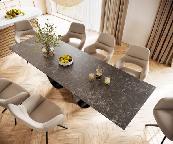 Jídelní stůl Edge 300x100 keramika Laminam® Nero Greco antracitová podnož Infinity kovová černá - Image 5
