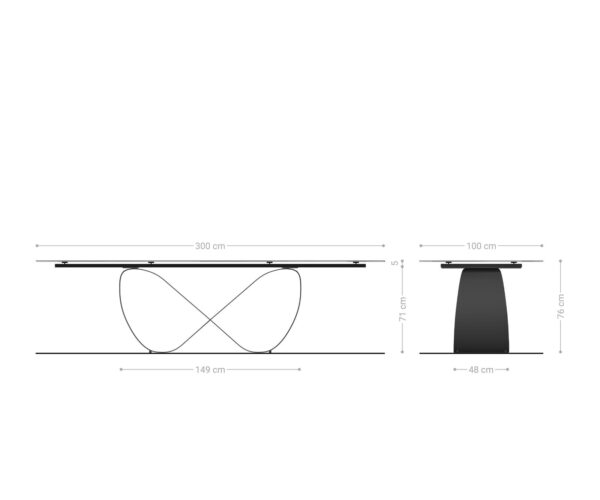 Jídelní stůl Edge 300x100 keramika Laminam® Noir Desir hnědá Infinity titanová - Image 7
