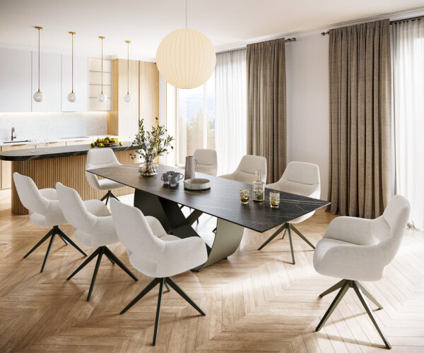 Jídelní stůl Edge 300x100 keramika Laminam® Noir Desir hnědá Infinity titanová - Image 6