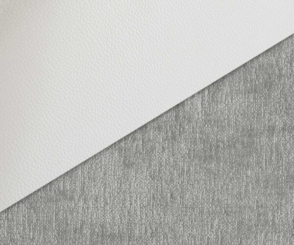Jídelní židle Zoa-Flex mix materiálů pravá kůže bílo stříbrno šedá křížová podnož široká bílá 360° otočná houpací - Image 3