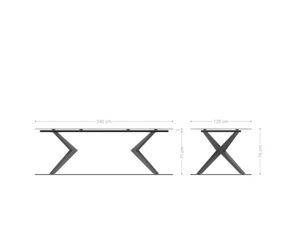 Jídelní stůl Edge oválný 240x120 keramika Patagonia Lappato Zenthara podnož titanová - Image 8