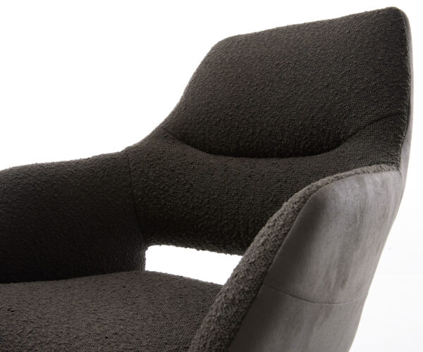 Jídelní židle Yago-Flex s područkami mix materiálů černá podnož nerezová ocel 360° otočná - Image 4