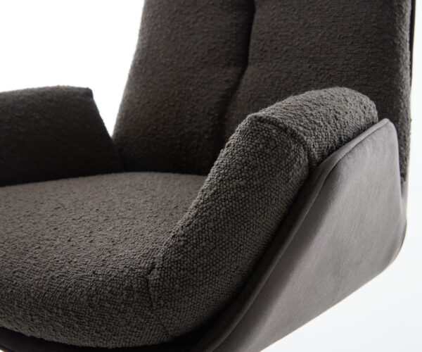 Jídelní židle Clea-Flex mix materiálů černá křížová podnož široká nerezová ocel 360° otočná houpací - Image 4