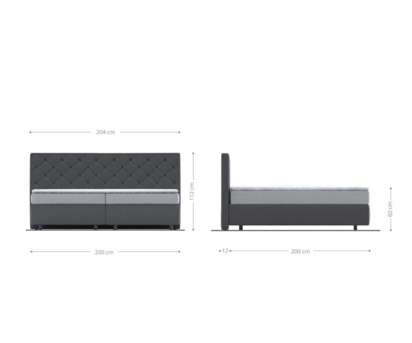Boxspring postel Dream-Great mikrovlákno antracitová vintage 200x200 cm s taštičkovou pružinovou matrací a topperem visco - Image 5