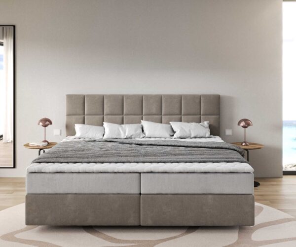 Boxspring postel Dream-Fine mikrovlákno béžová 200x200 cm s taštičkovou pružinovou matrací a topperem visco - Image 2