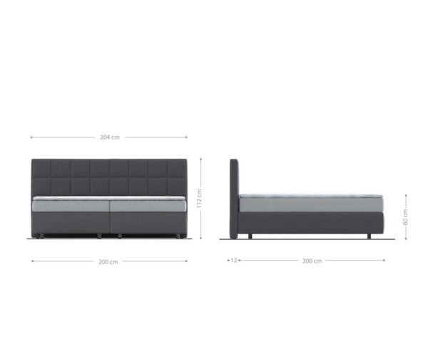 Boxspring postel Dream-Fine mikrovlákno šedá 200x200 cm s taštičkovou pružinovou matrací a topperem visco - Image 5
