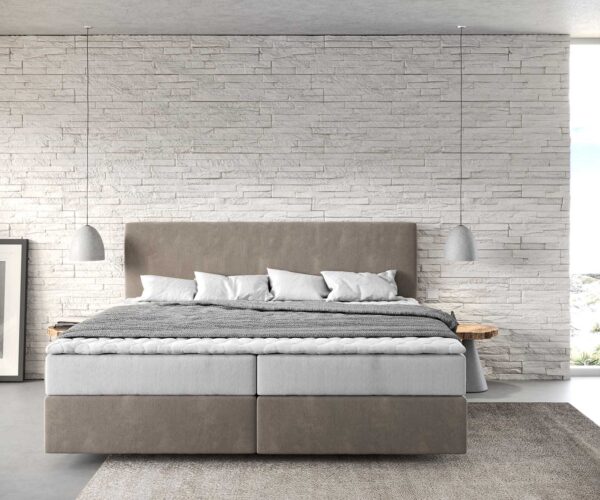 Boxspring postel Dream-Well mikrovlákno béžová 200x200 cm s taštičkovou pružinovou matrací a topperem visco - Image 2