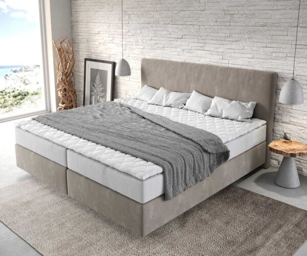 Boxspring postel Dream-Well mikrovlákno béžová 200x200 cm s taštičkovou pružinovou matrací a topperem visco - Image 4