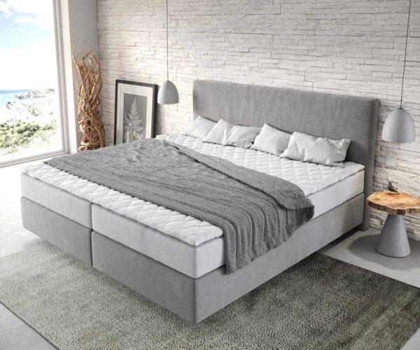 Boxspring postel Dream-Well mikrovlákno šedá 200x200 cm s taštičkovou pružinovou matrací a topperem visco - Image 4