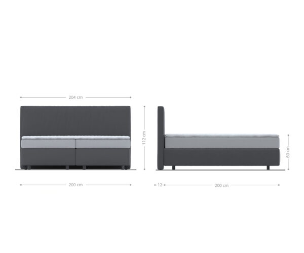Boxspring postel Dream-Well manšestr stříbrnošedá 200x200 cm s taštičkovou pružinovou matrací a topperem visco - Image 5