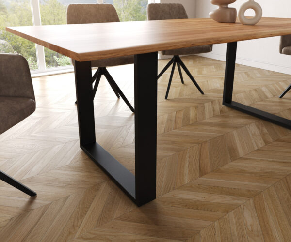 Jídelní stůl Edge 200x100 přírodní akácie tenká podnož černá - Image 5
