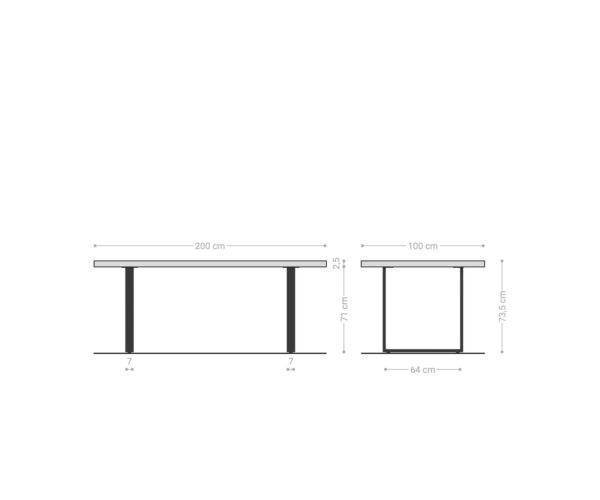 Jídelní stůl Edge 200x100 přírodní akácie tenká podnož černá - Image 6