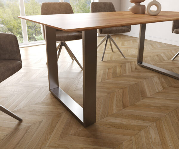 Jídelní stůl Edge 180x90 přírodní akácie nerezová ocel úzká švácarská hrana - Image 5