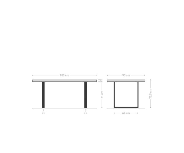 Jídelní stůl Edge 180x90 přírodní akácie nerezová ocel úzká švácarská hrana - Image 6