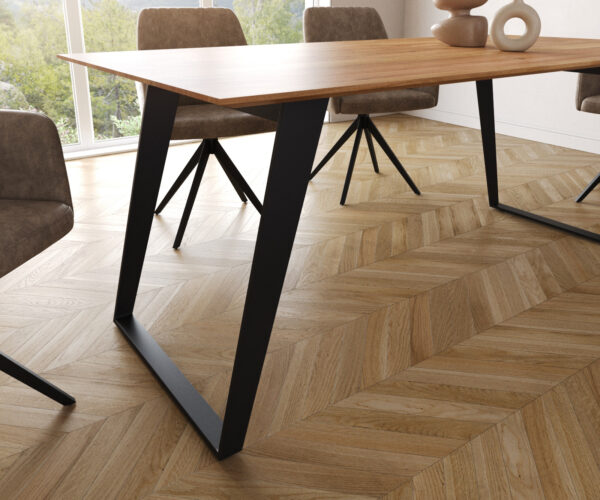 Jídelní stůl Edge 180x90 přírodní akácie kovová zkosená černá švácarská okraj - Image 5