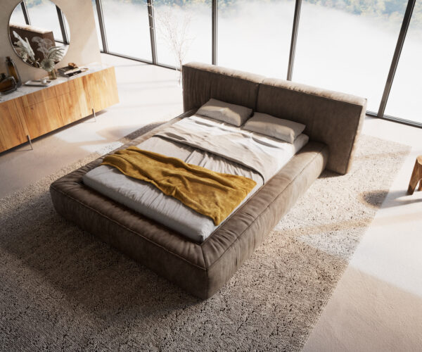 Čalouněná postel Coperti mikrovlákno taupe vintage 140x200 cm - Image 2