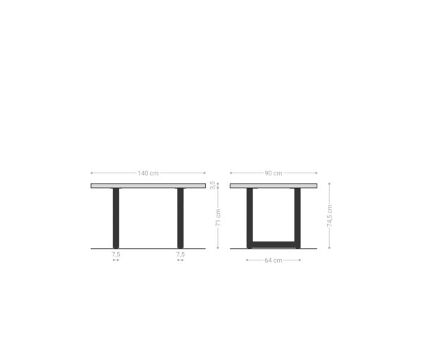 Jídelní stůl Edge 140x90 přírodní akácie nerezová ocel široká podnož - Image 7