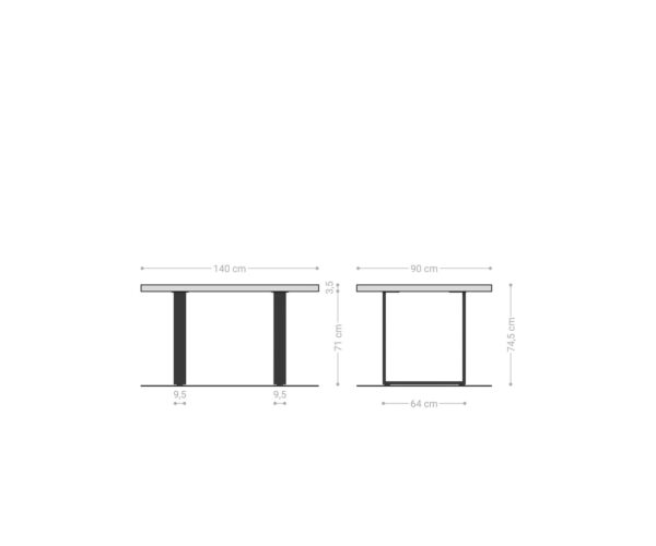 Jídelní stůl Edge 140x90 přírodní akácie nerezová ocel úzká podnož - Image 7