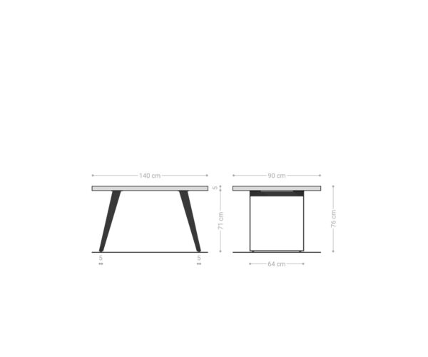 Jídelní stůl Edge 140x90 XL akácie přírodní nerezová ocel šikmá - Image 7