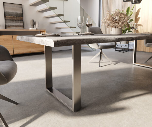 Jídelní stůl Edge 300x100 XL akácie platina nerezová ocel úzká nepravidelná hrana - Image 6