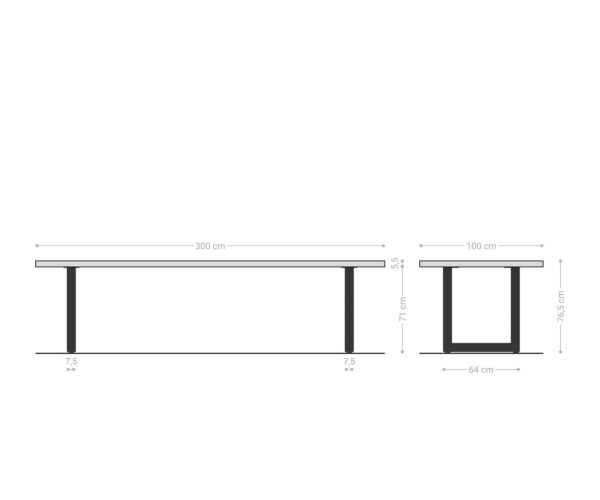Jídelní stůl Edge 300x100 XL akácie platina nerezová ocel široká podnož - Image 7